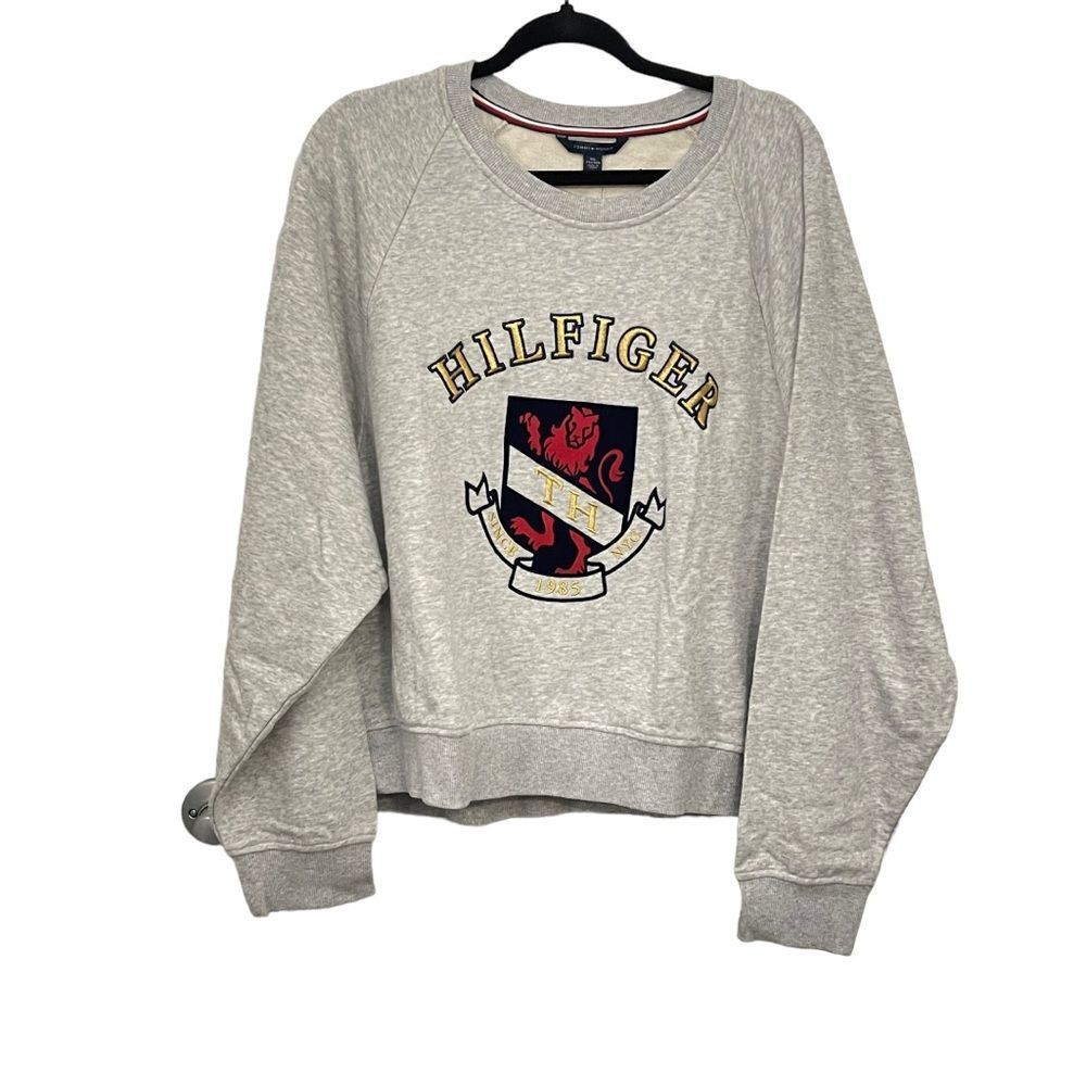 Tommy Hilfiger Womens Gray Sweatshirt Size 2XL Pullover Alexia Crest NWT